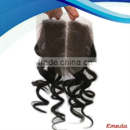 Middle part 8-26inch peruvian hair frech lace 4"*4" Top closure hair piece lace closure