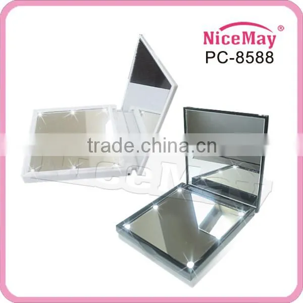 Plastic mirror with led/pocket mirror with led light/3d led mirror/compact mirror with led light