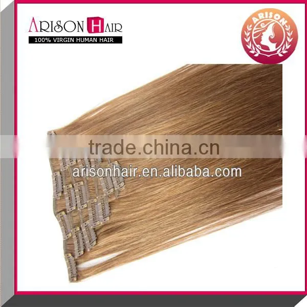 2014 Top sale hot 100% virgin brazilian remy white clip-in hair extensions 150g