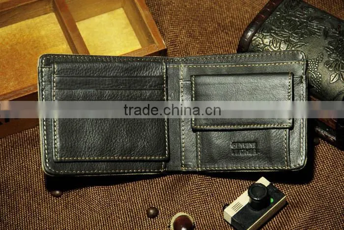 Hot Sell Men's Brown Rugged Canvas & Genuine Leather Bifold Bill Fold Wallet Bag