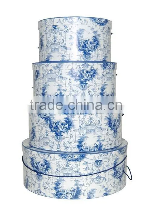 Round hatbox set, plastic custom hexagon foldable hatbox
