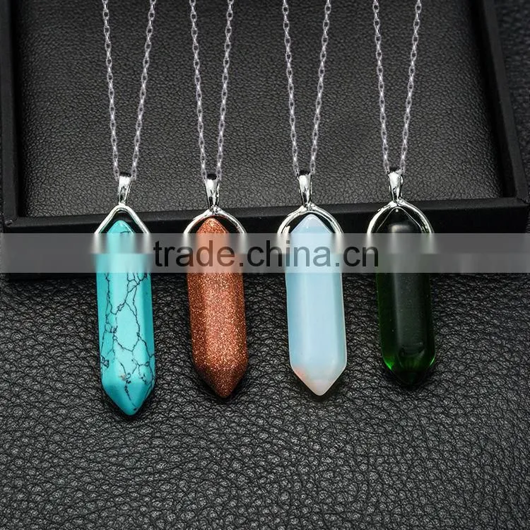 Bullet Shape Natural Stone Real Amethyst Necklaces Crystal Gem Stone Quartz Pendant Necklace For Female