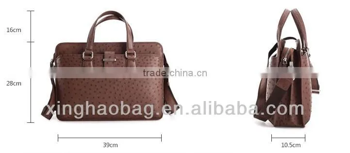 Hot sell 2014 ostrich leather men's office bag