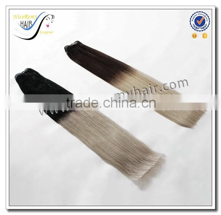 Wholesale top quality sew in human hair weave ombre hair 100% virgin human hair