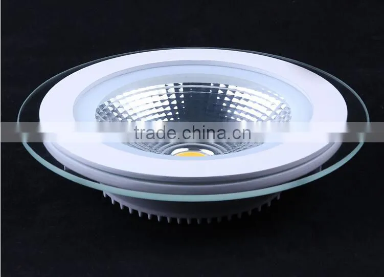 Dimmable 5W 10W 15W COB LED Panel Light Round Glass LED Ceiling Lamp