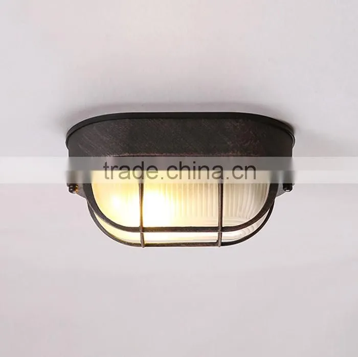luxury ceiling lamg with rust metal included glass and iron line cage