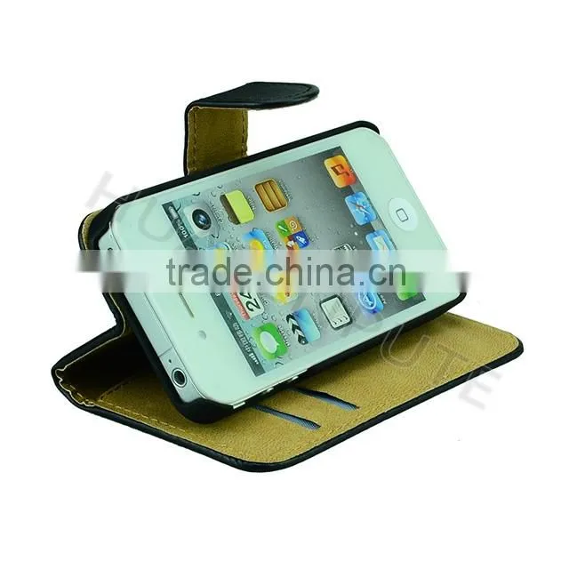 China Supplier High quality Flip Wallet Leather Case For iPhone4/4S