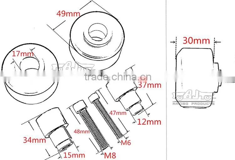 BJ-FS-KT001-OG KTM Parts Motorcycle Front Fork Wheel Frame Slider Crash Protector For KTM DUKE 125/200/390