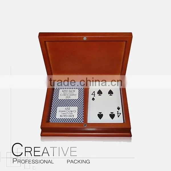 Two slots wood playing cards storage boxes