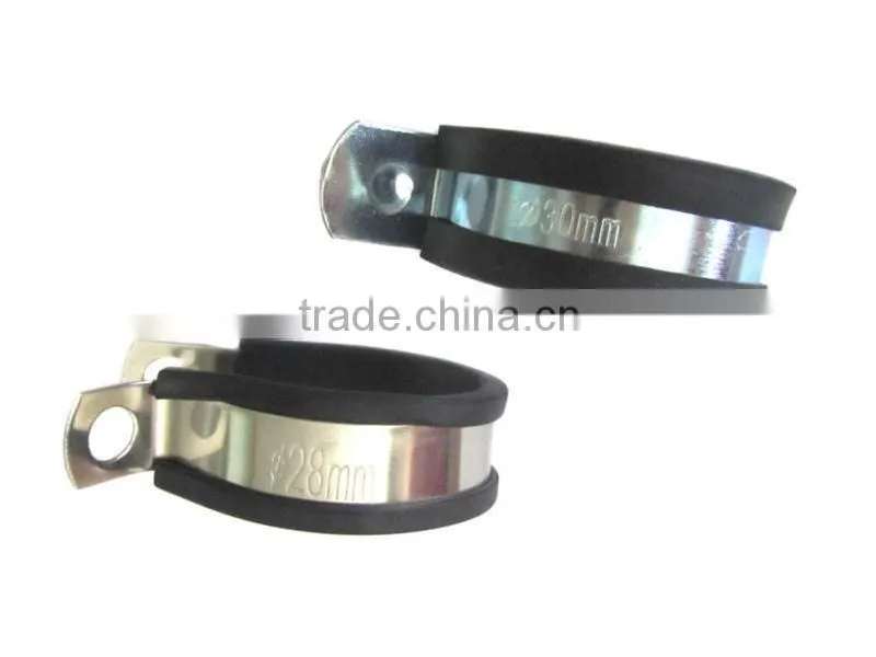 P type hose clip with rubber lining