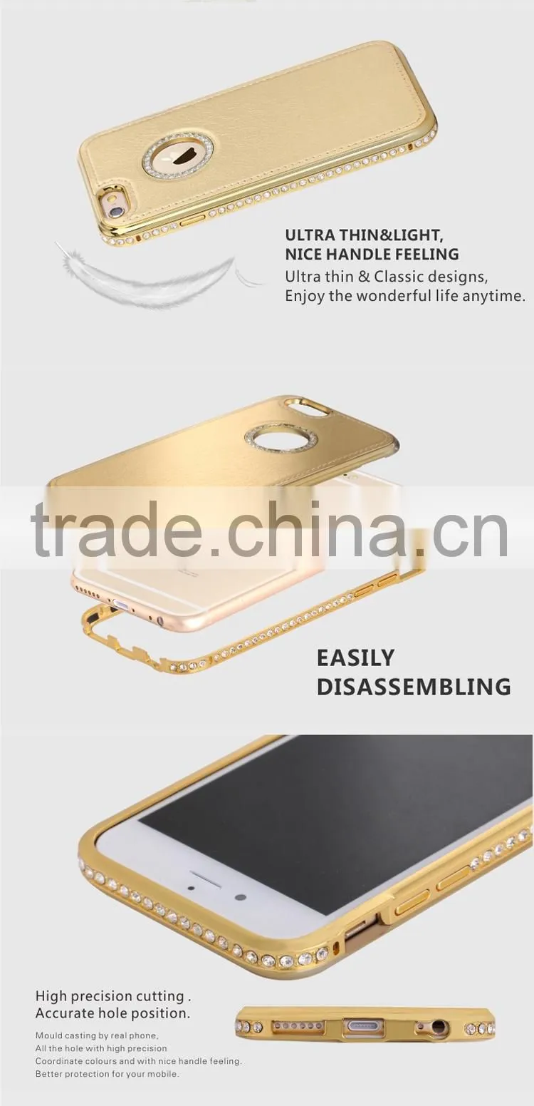 New Design Metal Phone Case With Back Leather