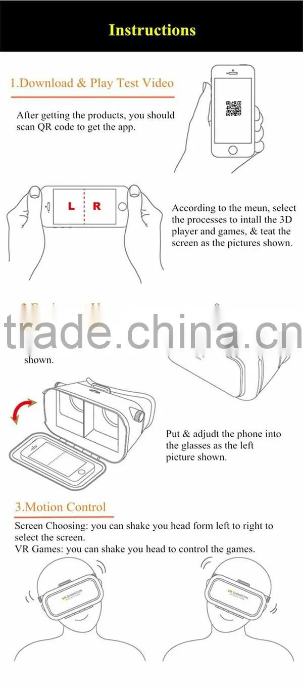 High quality portable android 3D vr box glasses/vr 3D box