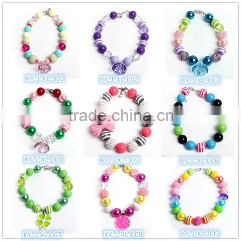 Green Lucky clover Baby Necklace beaded Baby Jewelry Crystal Necklace Wholesale 2016