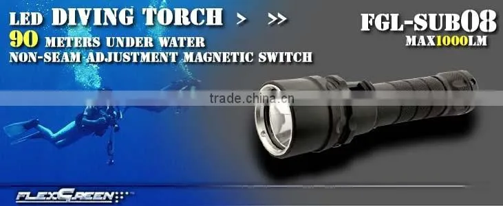 aluminum magnetic rechargeable xml u2 underwater flashlight