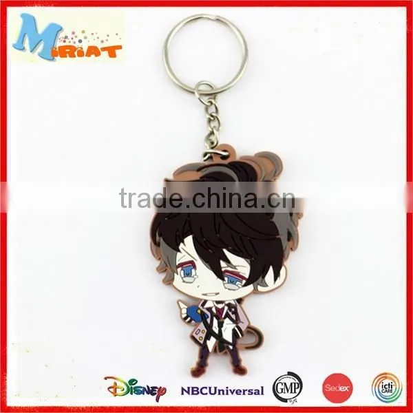 high quality amine girl figurine 3d rubber keychain