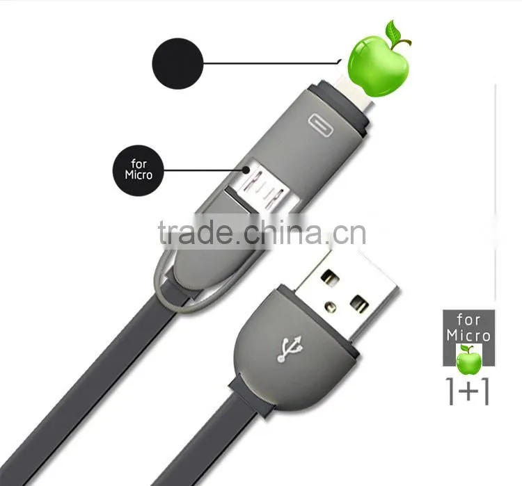 2-in-1 USB Sync and Charge Cable with microUSB connectors for iPhone 6
