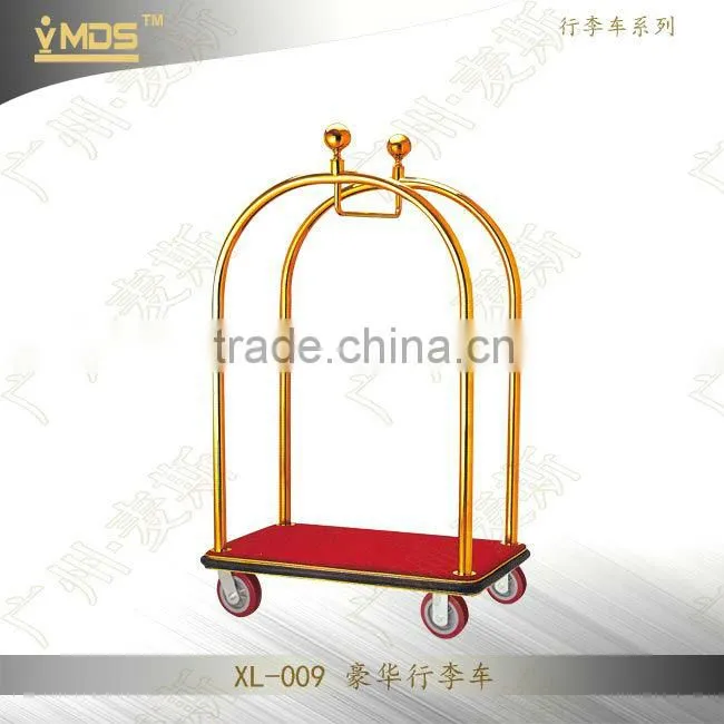 High Quality Portable Titanium Gold Plated Luggage Carts,Baggage Trolley