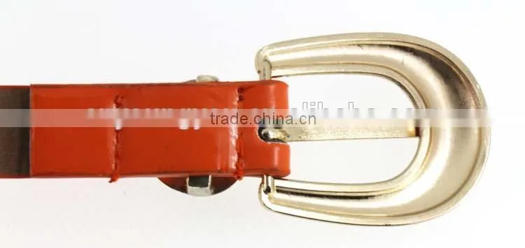 Women PU fashion dresses belt with shiny gold accessory in Yiwu