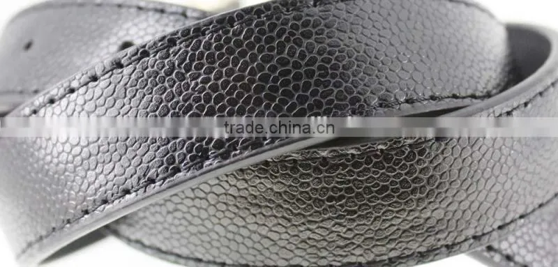 Women's Plain High Quality PU faux leather belt with rhinestone ring in YiWu/Thin waist belt for lady