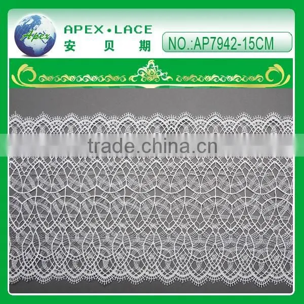 Embroidery polyester lace trim with scallop on both side AP7942