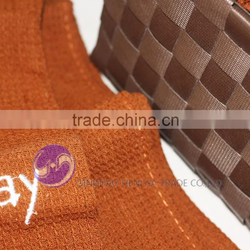 china wholesale yarn-dyed embroidery design waffle weave cotton dish towel set