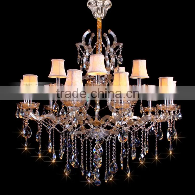 Antique Gold Wrought Iron Candle Chandelier Crystals Lighting