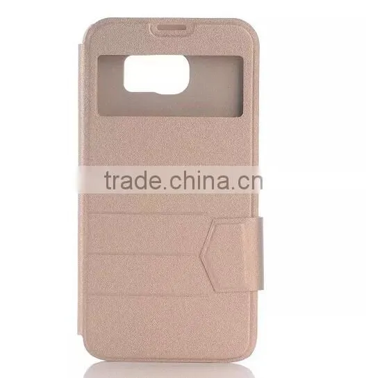 Factory Wholesale Flip Stand Window PU Leather Case For Samsung Galaxy S6