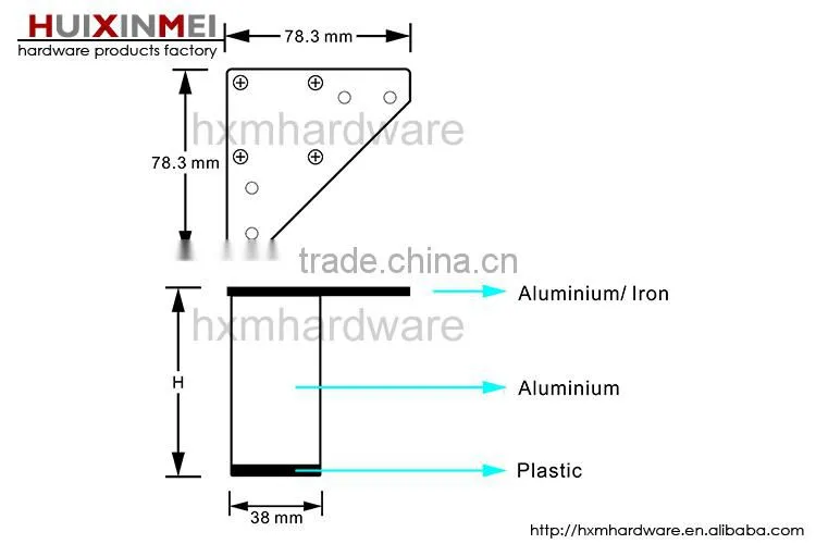 china square aluminium alloy cabinet legs HXM1304