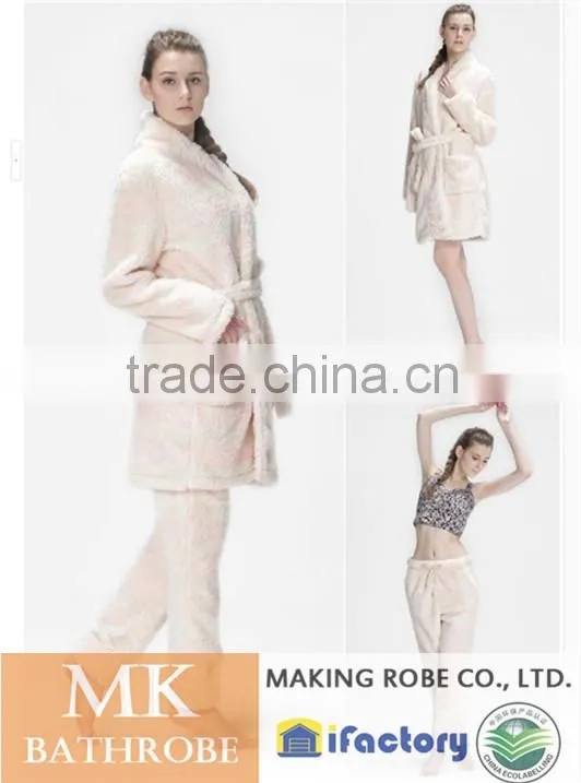 High Water Absorbency Women Fleece Stripe Robe /Bathrobe