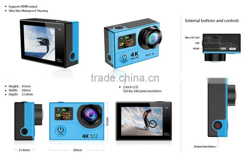 Be unique!! Dual Screen 4K Action camera 1080p 60 fps SJ8000 Wifi Sport DV Wireless Action Camcorders With Waterproof 30M