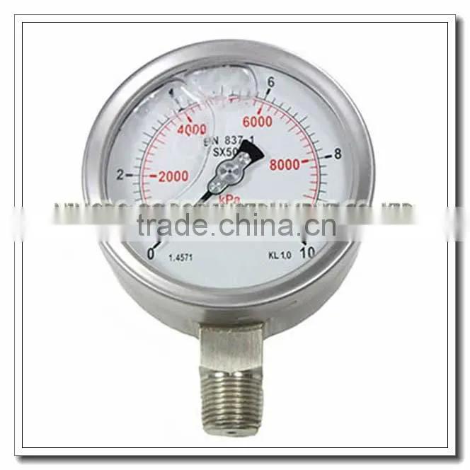 High quality 4 inch all stainless steel oil filled manometer