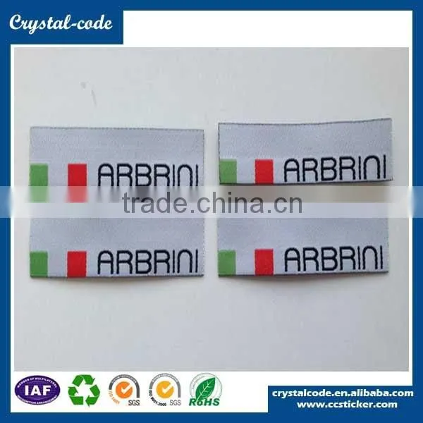 2015 Hign density clothing low minimum Custom White Background nylon label
