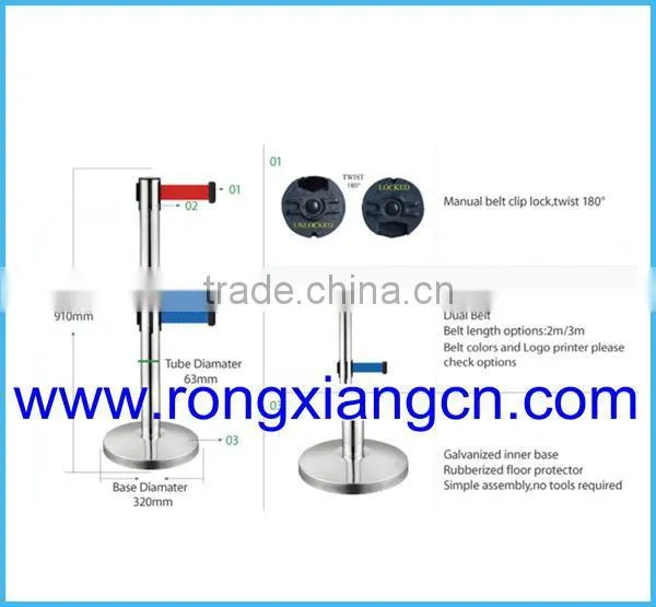 Double belts retractable queue stand/queue line stand/queue barrier
