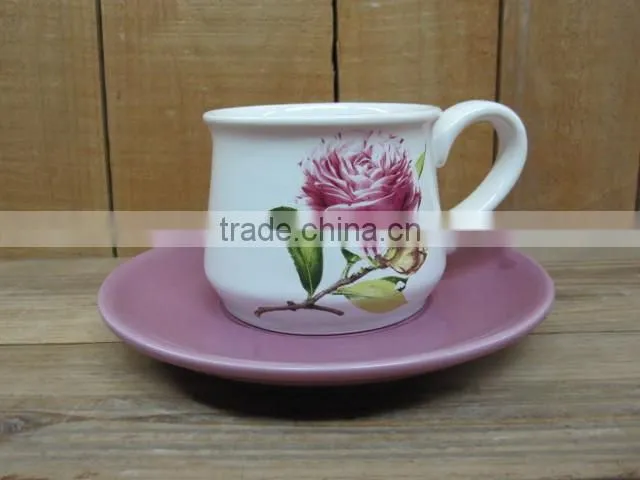 Artistic ceramic breakfast cup and saucer set