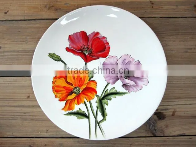 Hand paint round ceramic pizza plate