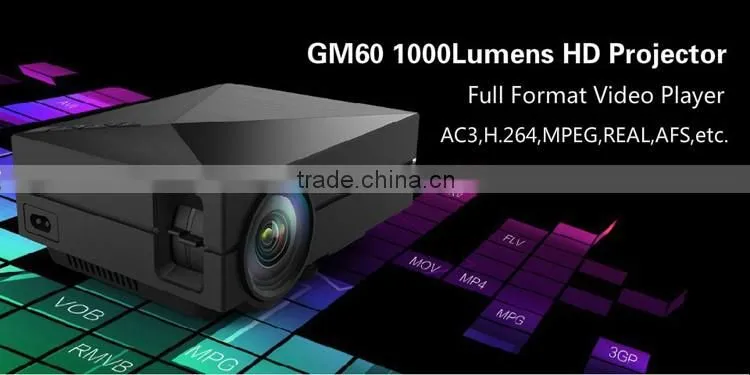 Hot selling GM60 Portable Mini Home theater LED Projector support WiFi connect , with HDMI USB AV VGA SD port
