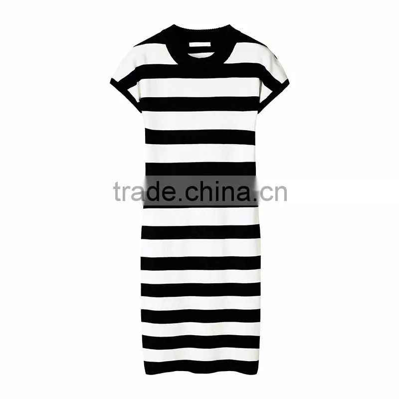 Black and white stripes in the summer of 2016 the new han edition cultivate one's morality short sleeve dress