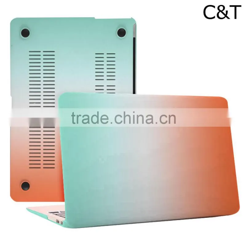 C&T Orange + Green Rainbow Rubberized Hard Case Cover for Macbook Pro 15.4"