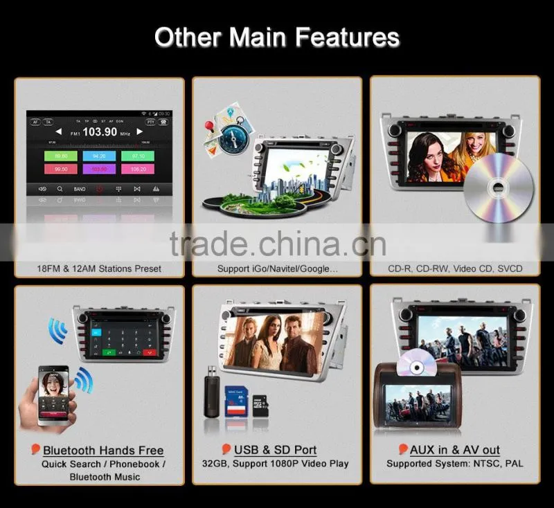 Ownice quad core Android 4.4 Car GPS stereo for Mazda 6 with Mirror link