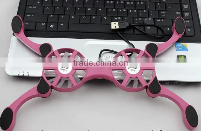 2014 the newest Good quality Folding 2-Fans USB Laptop Cooler Black