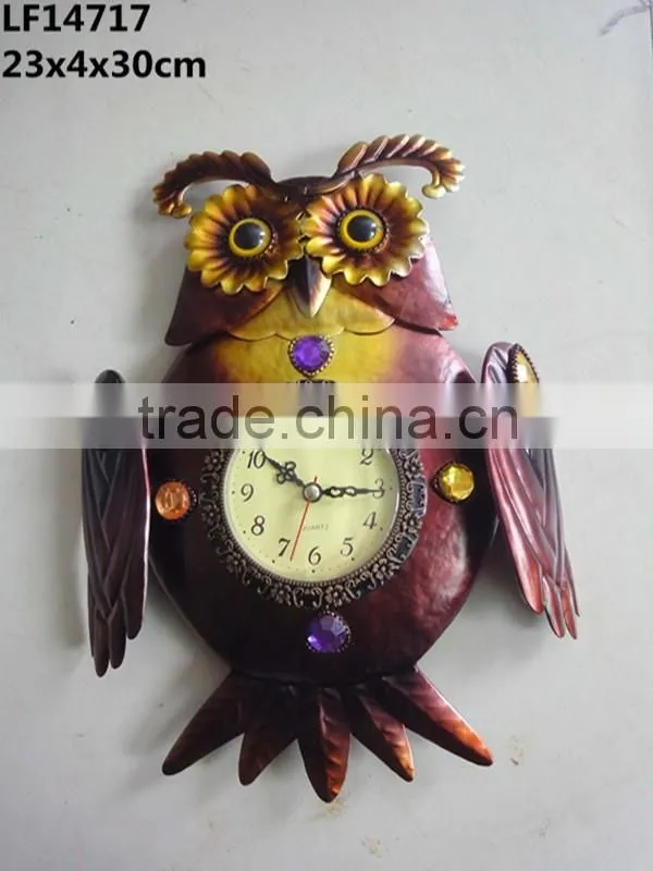 Wall iron owl clock decor