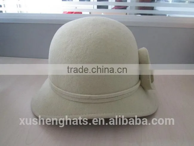white wool felt hat with ears for girls