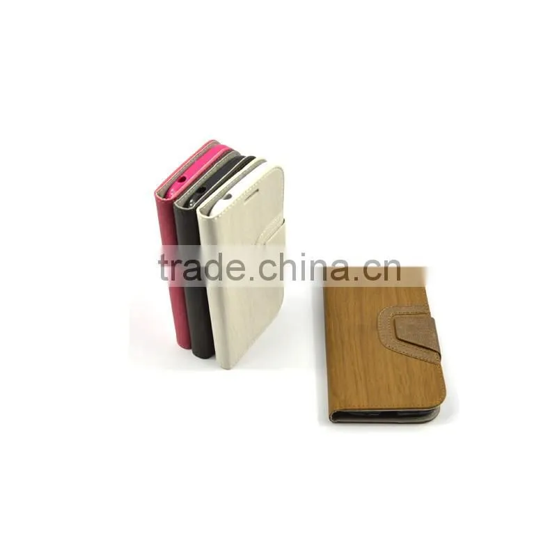 2016 Hot Sales PU Leather Case for iphone6 by Wooden Lines Grain and Suitable for Business Man with Card Slots and Big Magnet