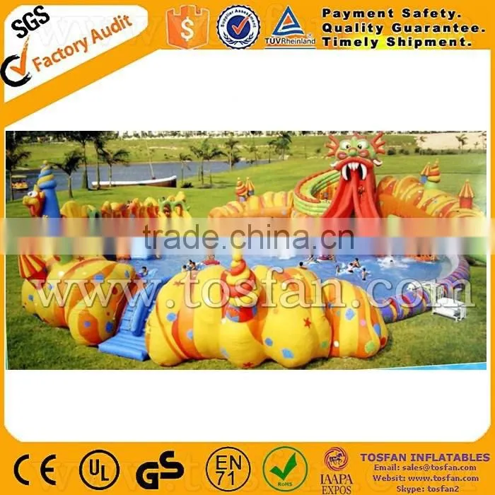 Super quality inflatable water sport park slide pool for land A9041