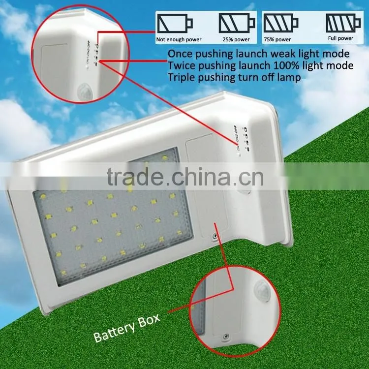 35 led aluminum pad ip65 380LM PIR sensor + Light control+weak light solar led outdoor wall light