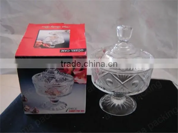 high quality fashion glass candy jar with color gift box packing wholesale