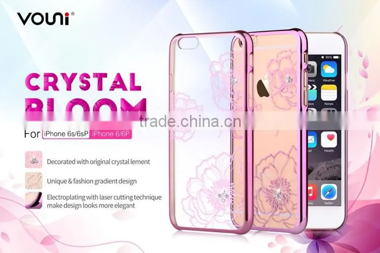 2016 New Design Electroplating with Laser Cutting PC Phone Case Cover for iPhone 6/6s Crystal Bloom