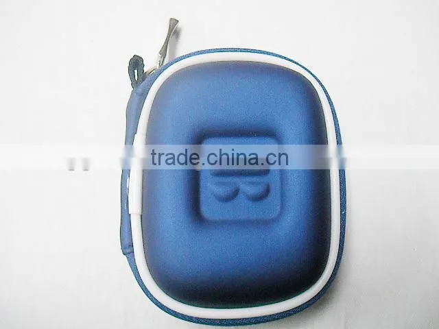 GC--Supply Blue pu cover jersey lining embossed logo cute headphone eva pouch