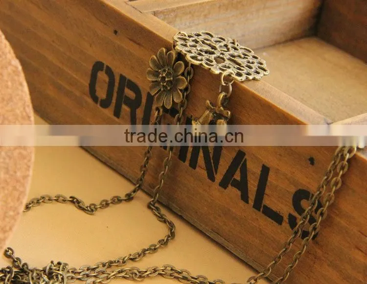 MYLOVE Fashion Double Black White Camellia Long Necklace Sweater Chain long chain MLSC-15