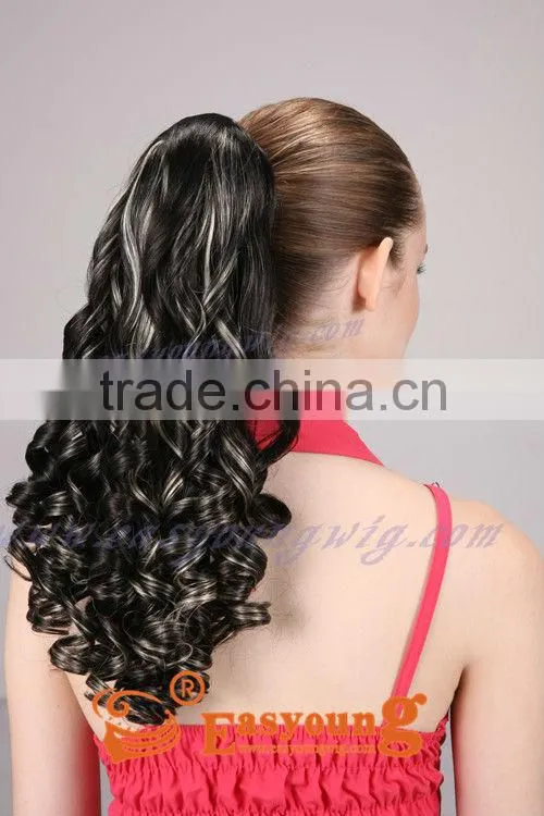 Wholesale claw clip synthetic curly hair pieces, pony tail